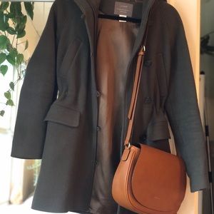 J. Crew stadium cloth Nello Gori olive green coat